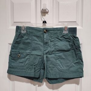 Sonoma Women's Green Size 4 Cotton Utility Cargo Shorts w\ Flexible Waistband